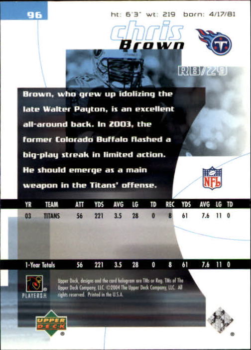 2004 Finite HG (Upper Deck) Football "Main Set" Cards #1 to #260 - Picture 189 of 277