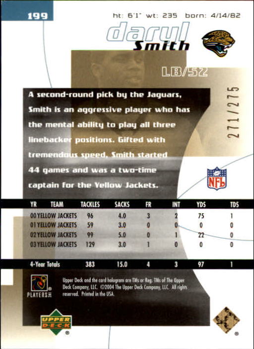 2004 Finite HG (Upper Deck) Football "Main Set" Cards #1 to #260 - Picture 253 of 277