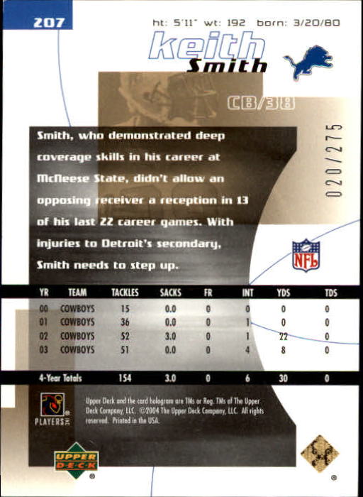 2004 Finite HG (Upper Deck) Football "Main Set" Cards #1 to #260 - Picture 259 of 277