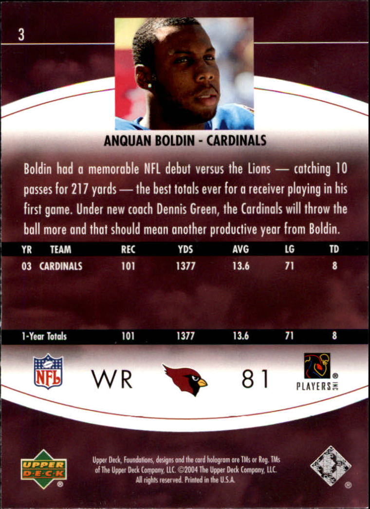 2004 Foundations (Upper Deck) Football "Main Set" Cards #1 to #215 - Picture 7 of 209