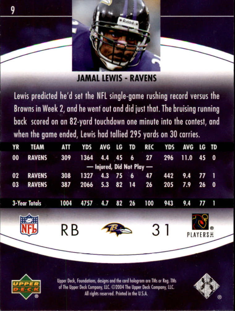 2004 Foundations (Upper Deck) Football "Main Set" Cards #1 to #215 - Picture 19 of 209
