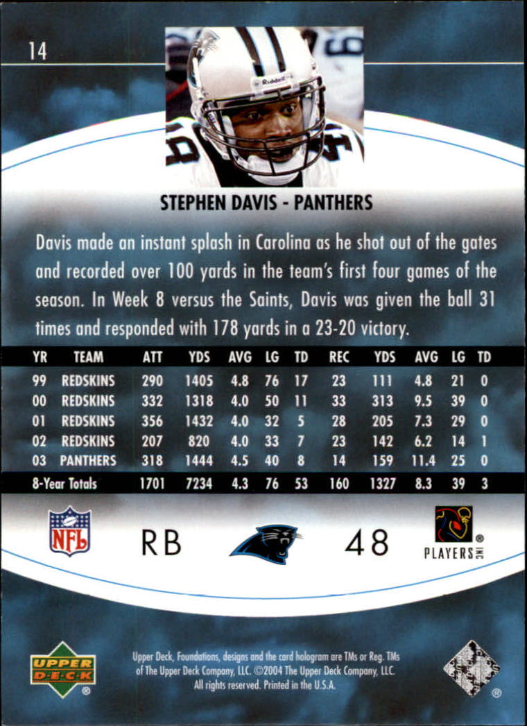2004 Foundations (Upper Deck) Football "Main Set" Cards #1 to #215 - Picture 29 of 209