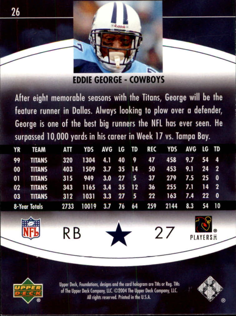 2004 Foundations (Upper Deck) Football "Main Set" Cards #1 to #215 - Picture 53 of 209