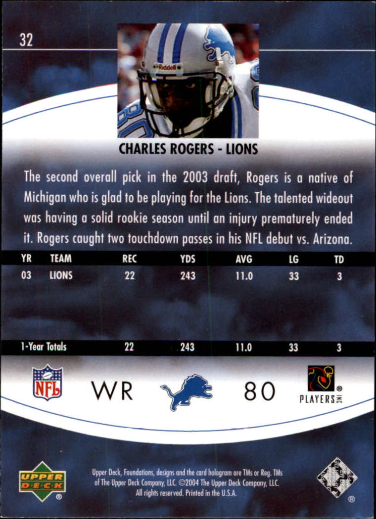 2004 Foundations (Upper Deck) Football "Main Set" Cards #1 to #215 - Picture 65 of 209