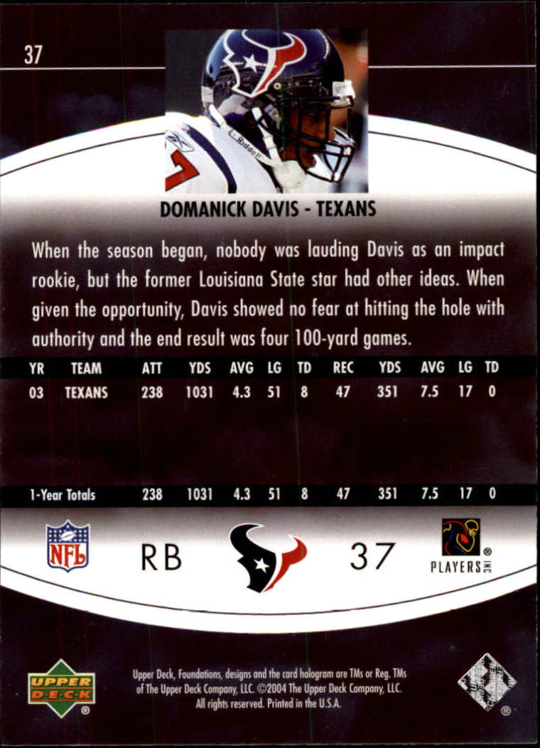 2004 Foundations (Upper Deck) Football "Main Set" Cards #1 to #215 - Picture 75 of 209
