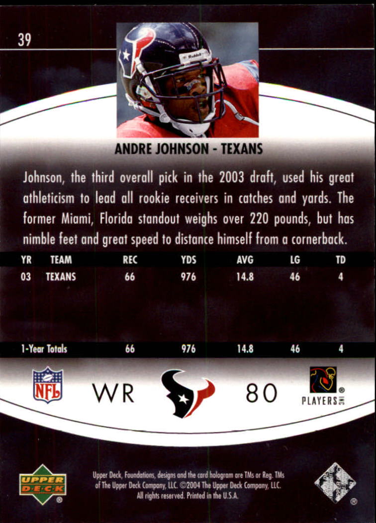2004 Foundations (Upper Deck) Football "Main Set" Cards #1 to #215 - Picture 79 of 209