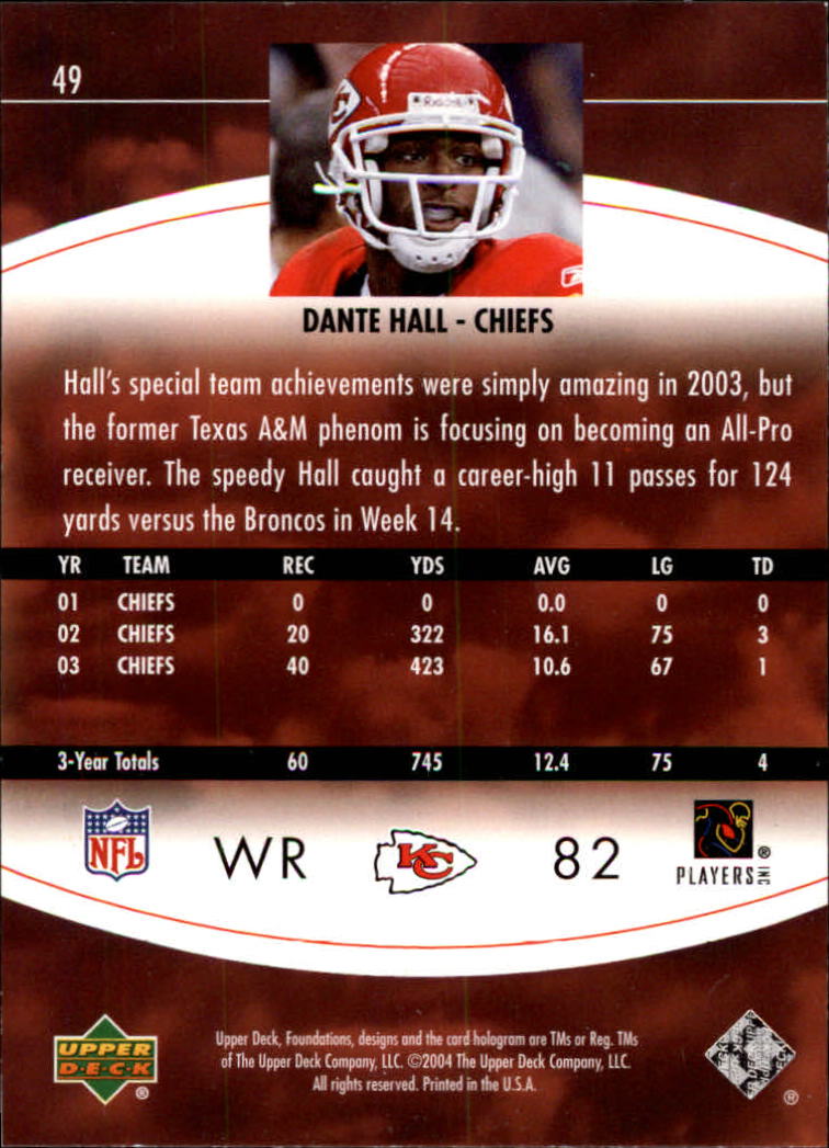 2004 Foundations (Upper Deck) Football "Main Set" Cards #1 to #215 - Picture 99 of 209