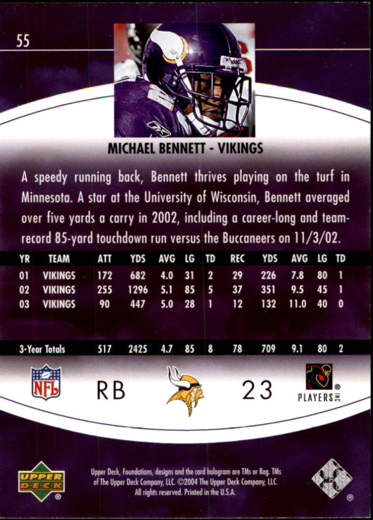 2004 Foundations (Upper Deck) Football "Main Set" Cards #1 to #215 - Picture 111 of 209