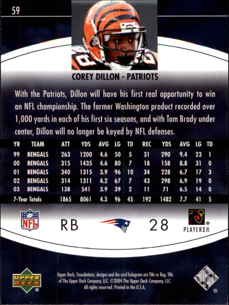 2004 Foundations (Upper Deck) Football "Main Set" Cards #1 to #215 - Picture 117 of 209