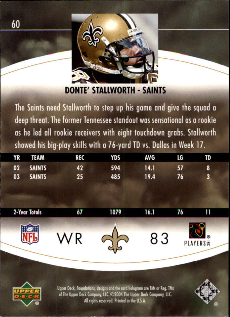 2004 Foundations (Upper Deck) Football "Main Set" Cards #1 to #215 - Picture 119 of 209