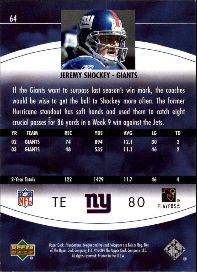 2004 Foundations (Upper Deck) Football "Main Set" Cards #1 to #215 - Picture 127 of 209