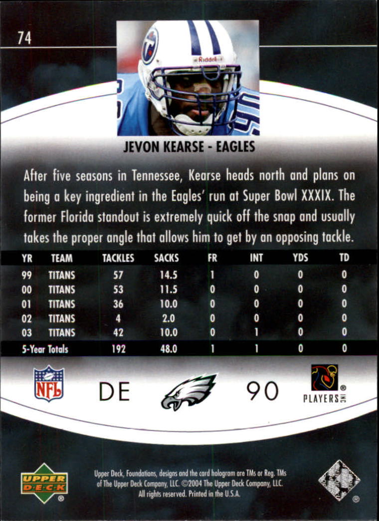 2004 Foundations (Upper Deck) Football "Main Set" Cards #1 to #215 - Picture 147 of 209
