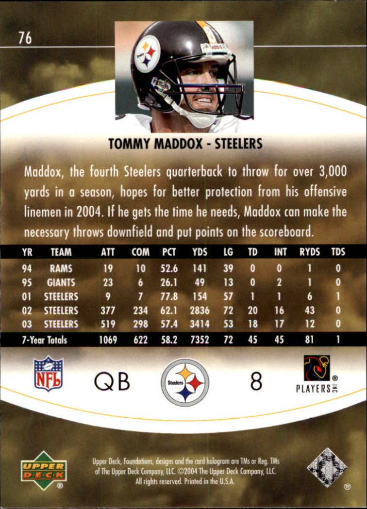 2004 Foundations (Upper Deck) Football "Main Set" Cards #1 to #215 - Picture 151 of 209
