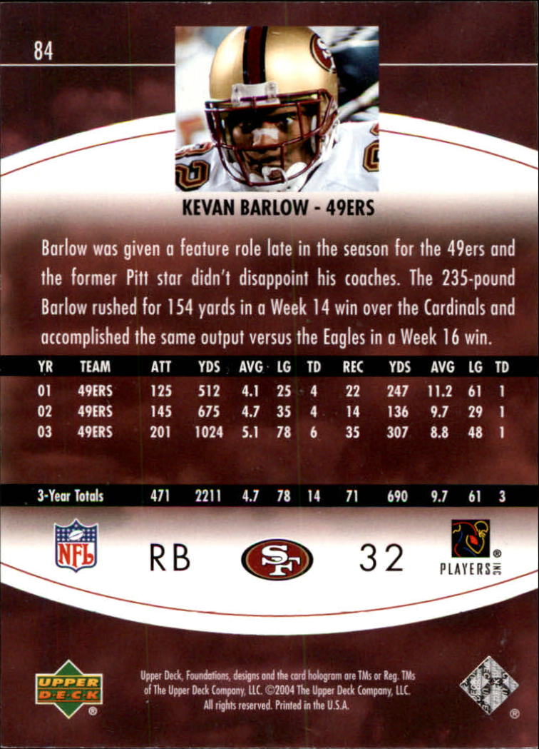 2004 Foundations (Upper Deck) Football "Main Set" Cards #1 to #215 - Picture 167 of 209