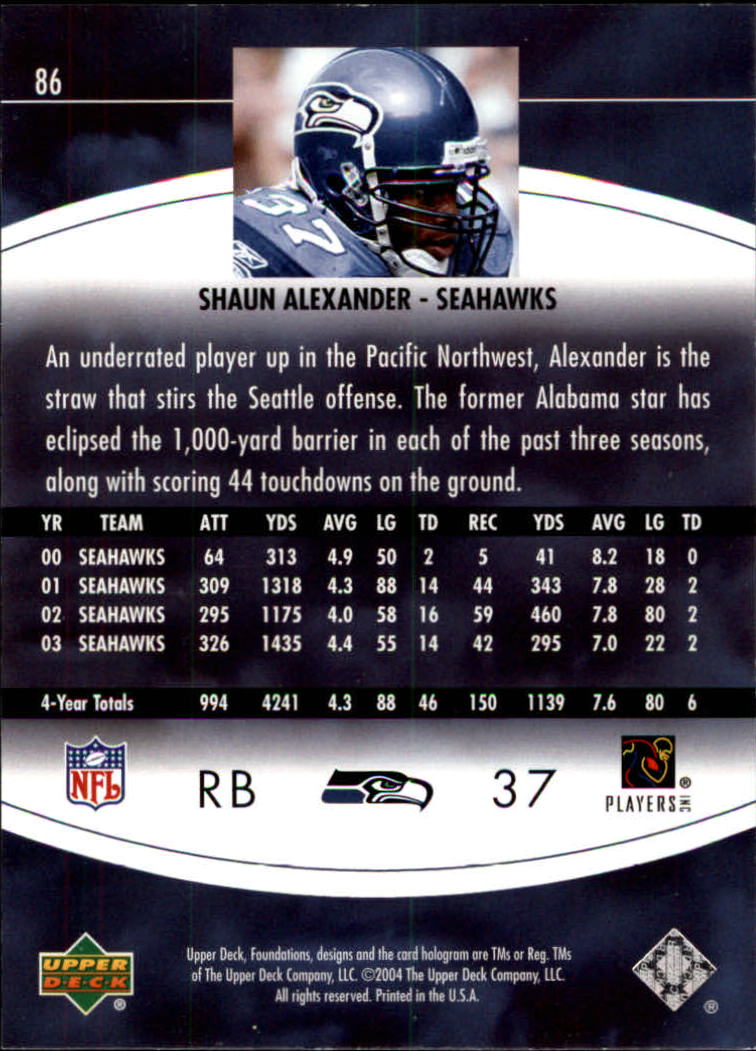 2004 Foundations (Upper Deck) Football "Main Set" Cards #1 to #215 - Picture 171 of 209
