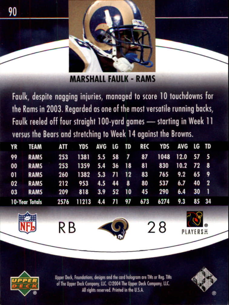2004 Foundations (Upper Deck) Football "Main Set" Cards #1 to #215 - Picture 179 of 209