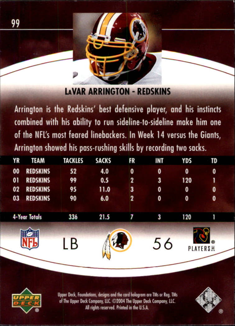2004 Foundations (Upper Deck) Football "Main Set" Cards #1 to #215 - Picture 197 of 209