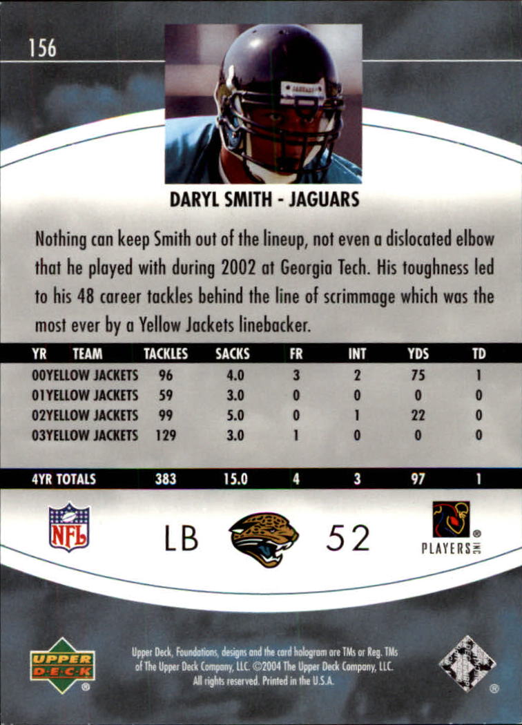 2004 Foundations (Upper Deck) Football "Main Set" Cards #1 to #215 - Picture 205 of 209
