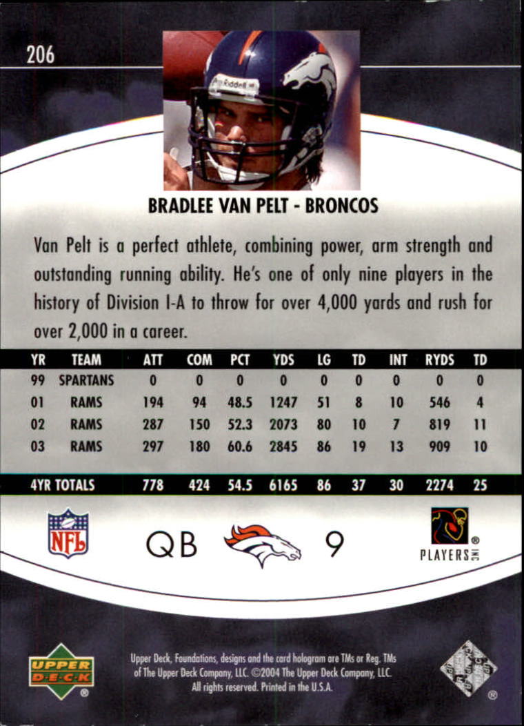 2004 Foundations (Upper Deck) Football "Main Set" Cards #1 to #215 - Picture 207 of 209