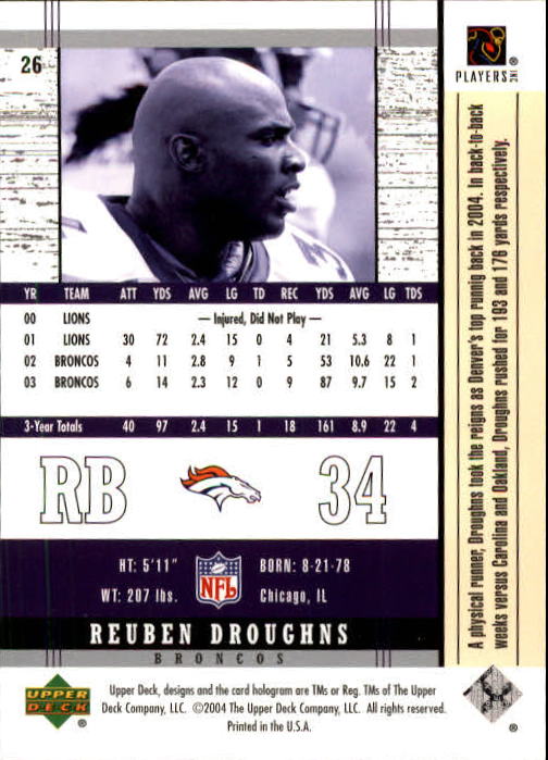 2004 Legends (Upper Deck) Football "Main Set" Cards #1 to #186 - Picture 51 of 219