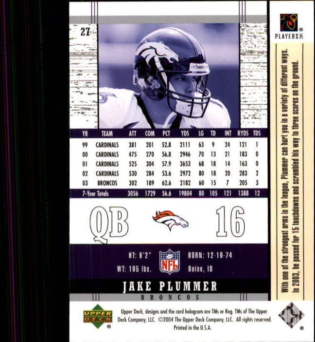 2004 Legends (Upper Deck) Football "Main Set" Cards #1 to #186 - Picture 53 of 219