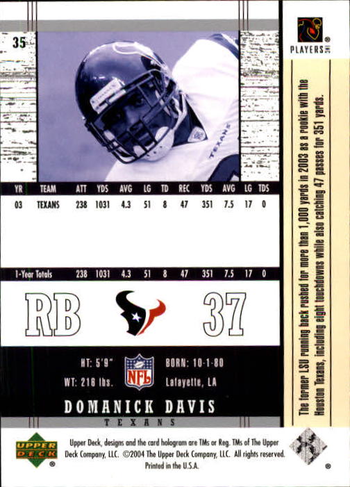 2004 Legends (Upper Deck) Football "Main Set" Cards #1 to #186 - Picture 69 of 219