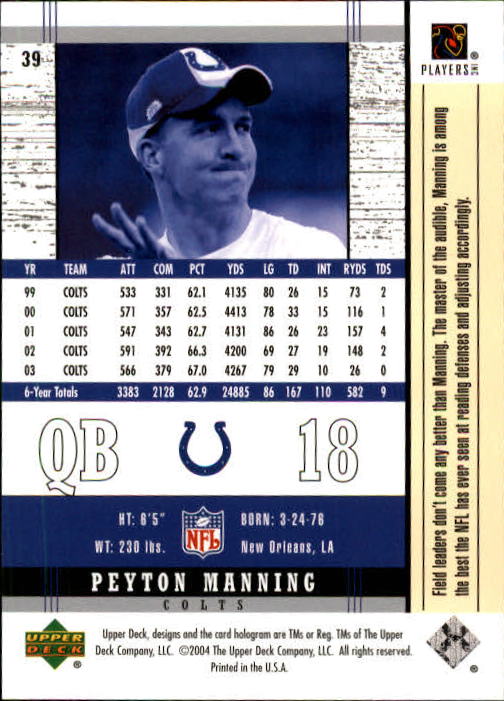 2004 Legends (Upper Deck) Football "Main Set" Cards #1 to #186 - Picture 77 of 219