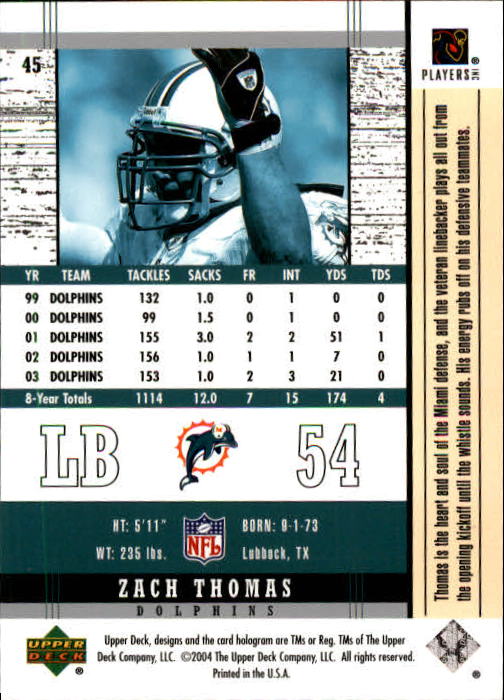 2004 Legends (Upper Deck) Football "Main Set" Cards #1 to #186 - Picture 89 of 219