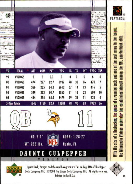 2004 Legends (Upper Deck) Football "Main Set" Cards #1 to #186 - Picture 95 of 219