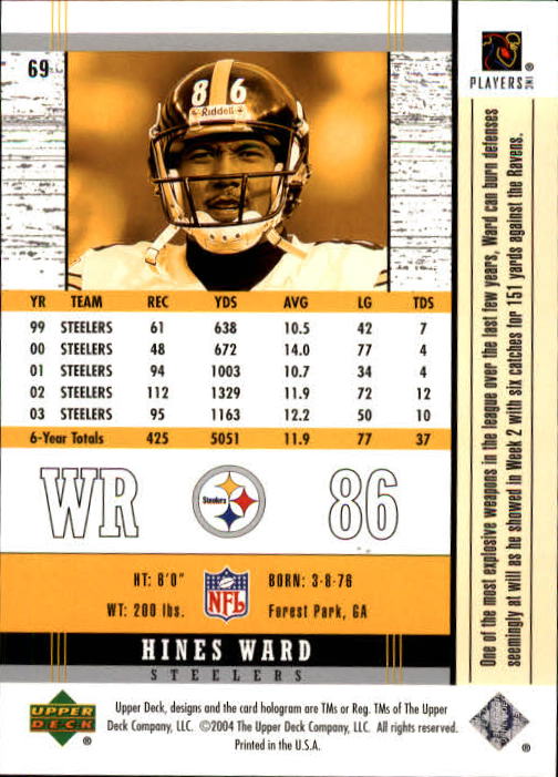 2004 Legends (Upper Deck) Football "Main Set" Cards #1 to #186 - Picture 135 of 219
