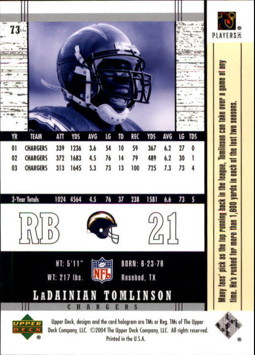 2004 Legends (Upper Deck) Football "Main Set" Cards #1 to #186 - Picture 143 of 219