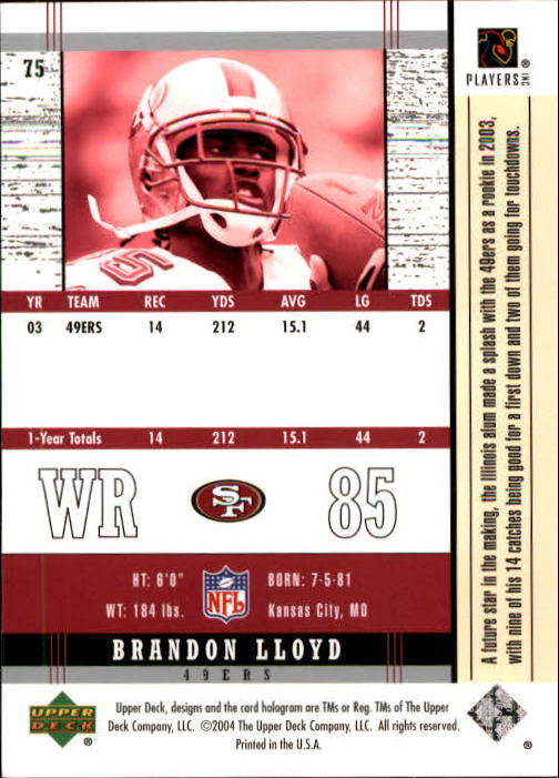 2004 Legends (Upper Deck) Football "Main Set" Cards #1 to #186 - Picture 147 of 219