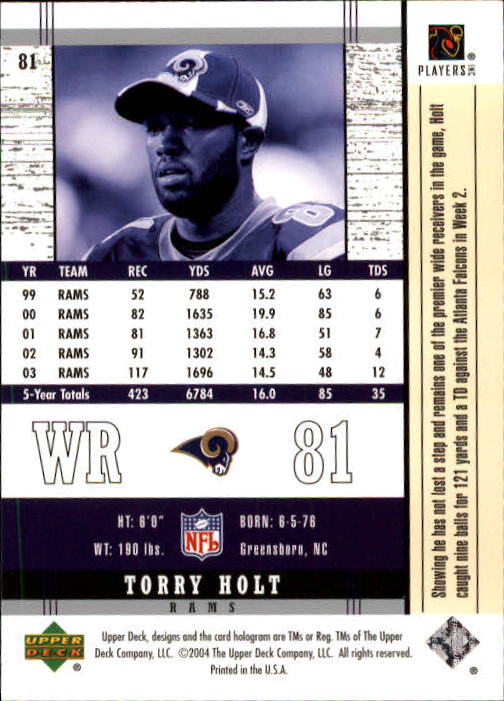 2004 Upper Deck Legends #81 Torry Holt back image