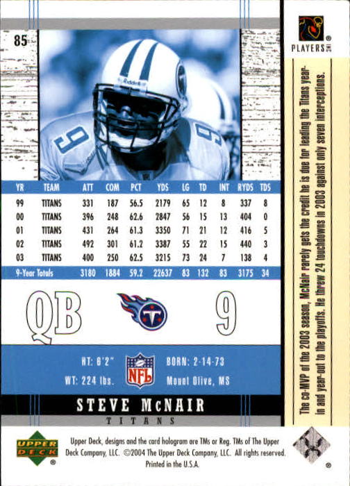 2004 Legends (Upper Deck) Football "Main Set" Cards #1 to #186 - Picture 167 of 219
