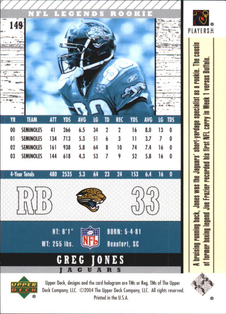 2004 Legends (Upper Deck) Football "Main Set" Cards #1 to #186 - Picture 197 of 219