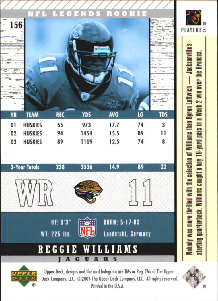 2004 Legends (Upper Deck) Football "Main Set" Cards #1 to #186 - Picture 201 of 219