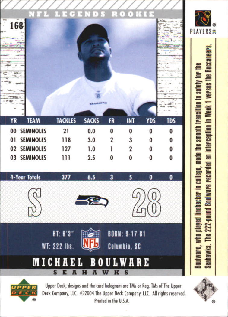 2004 Legends (Upper Deck) Football "Main Set" Cards #1 to #186 - Picture 207 of 219