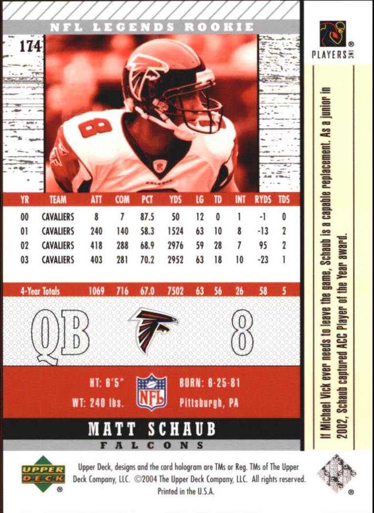 2004 Legends (Upper Deck) Football "Main Set" Cards #1 to #186 - Picture 211 of 219