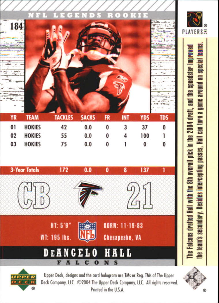 2004 Legends (Upper Deck) Football "Main Set" Cards #1 to #186 - Picture 217 of 219