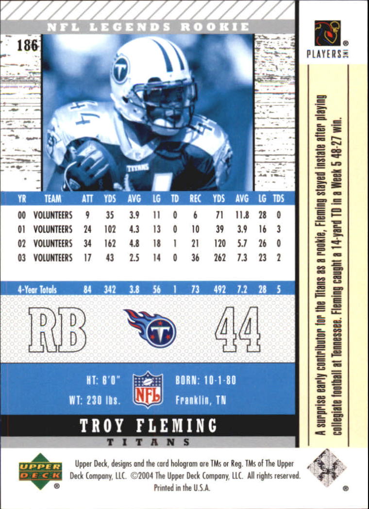 2004 Legends (Upper Deck) Football "Main Set" Cards #1 to #186 - Picture 219 of 219