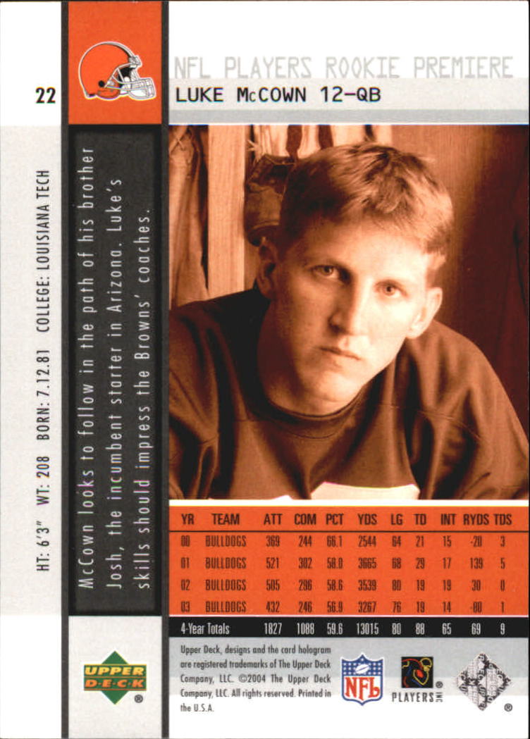 2004 Upper Deck Rookie Premiere Football "Main Set" Cards - Picture 39 of 55