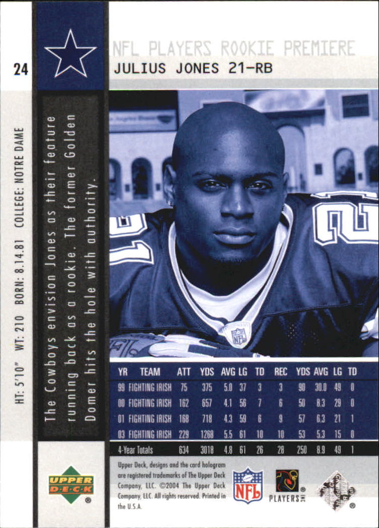 2004 Upper Deck Rookie Premiere Football "Main Set" Cards - Picture 43 of 55