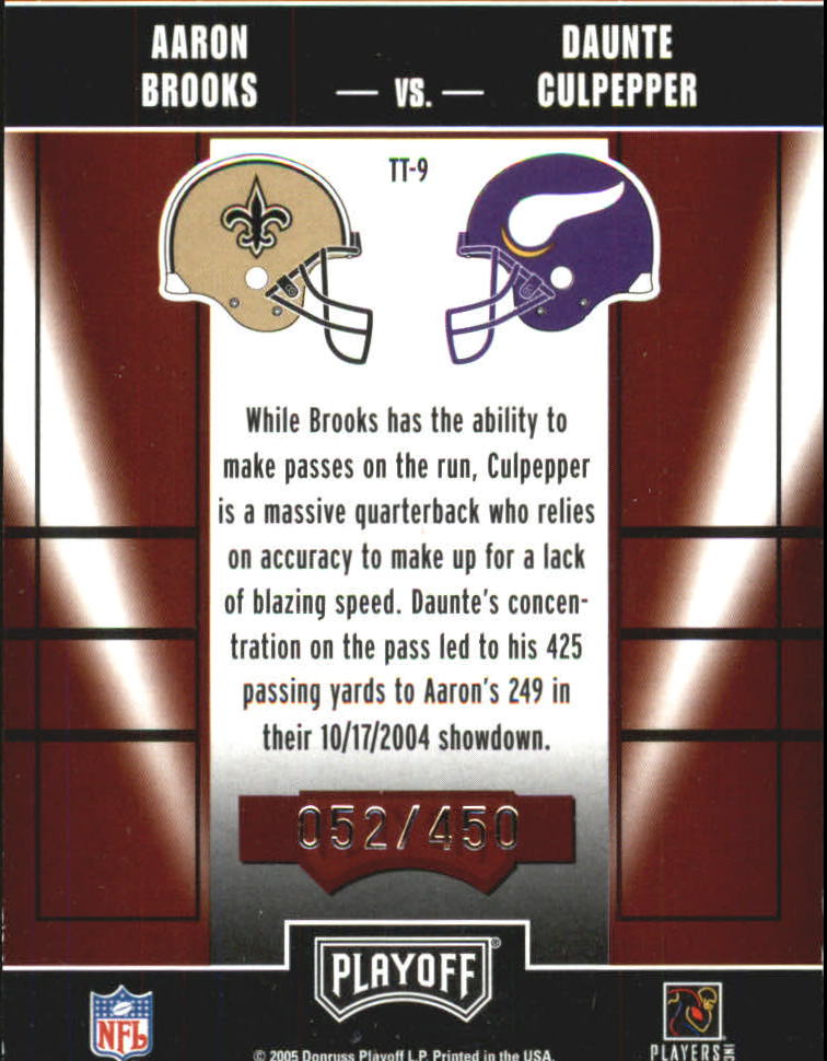 2005 Playoff Contenders Toe to Toe #9 Aaron Brooks/Daunte Culpepper back image