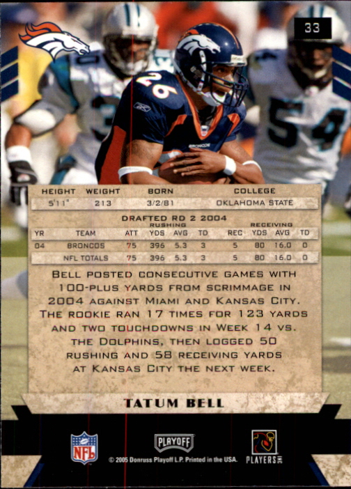 2005 Playoff Honors #33 Tatum Bell back image
