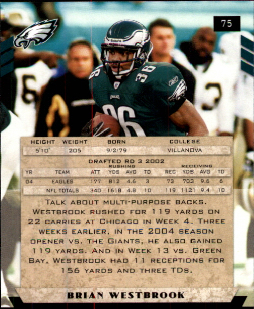 2005 Playoff Honors #75 Brian Westbrook back image