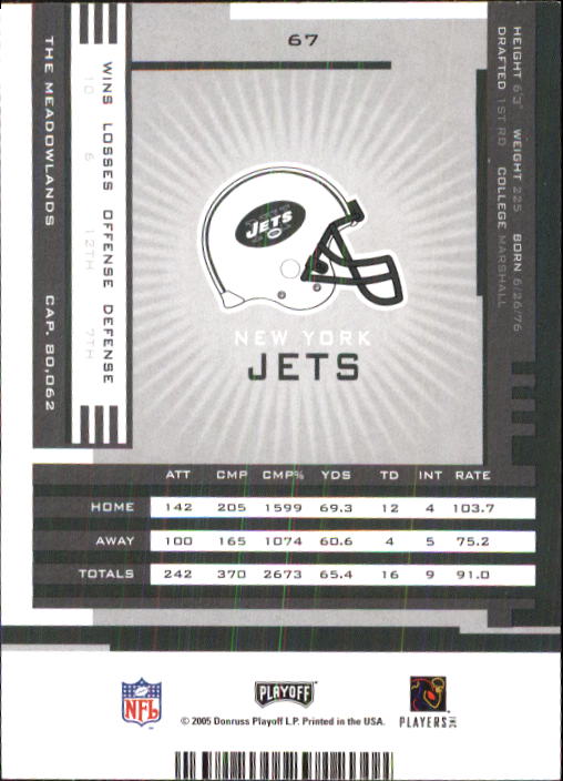 2005 Playoff Contenders #67 Chad Pennington back image
