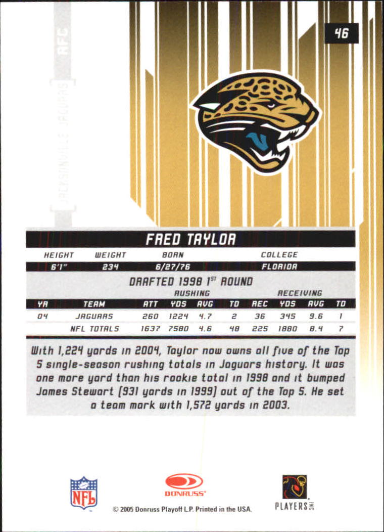 2005 Leaf Rookies and Stars Longevity Gold #46 Fred Taylor back image