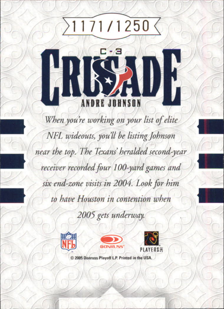 2005 Leaf Rookies and Stars Crusade Red #C3 Andre Johnson back image