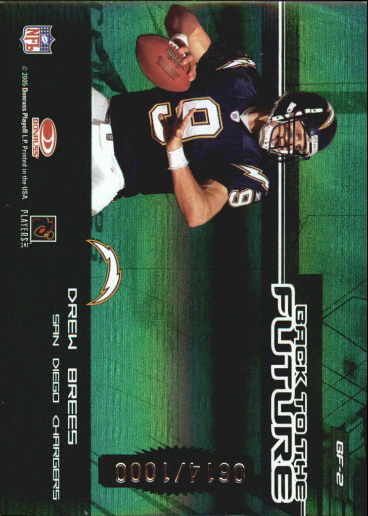 2005 Donruss Elite Back to the Future Green #BF2 Dan Fouts/Drew Brees back image