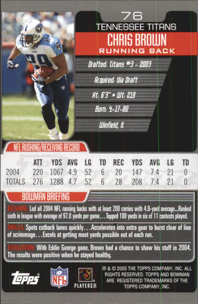 2005 Bowman First Edition #76 Chris Brown back image
